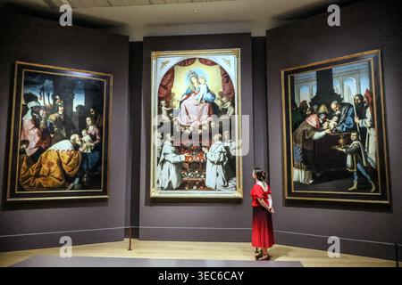 National Gallery, London, Großbritannien. April 2026. Die erste große monografische Ausstellung im Vereinigten Königreich, die Francisco de Zurbarán gewidmet Zurbarán war, war zusammen mit Diego Velázquez (1599–1660) und Bartolomé Esteban Murillo (1617–1682) einer der führenden Maler Spaniens des 17. Jahrhunderts. Seine Gemälde, die atemberaubende lebensgroße Darstellungen von Heiligen, hoch aufragende Altaraufsätze und kontemplative Stillleben umfassen, werden für ihren Naturalismus, ihre Direktheit und ihre tiefe emotionale Kraft gefeiert.2. Mai bis 23. August 2026 Credit: Paul Quezada-Neiman/Alamy Live News Stockfoto