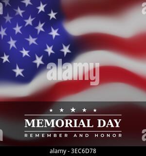 Memorial Day in den USA. Schriftzüge erinnern und ehren. Hintergrund der amerikanischen Flagge. Feiertag des Gedenkens und der Ehre der Soldaten, des Militärs, die gestorben sind Stock Vektor
