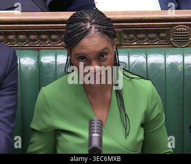 Der Parteichef Kemi Badenoch wurde während der Fragen des Premierministers im House of Commons in London angegriffen. Bilddatum: Mittwoch, 29. April 2026. Stockfoto