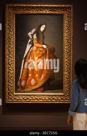 The National Gallery, London, Großbritannien. April 2026. Die erste große britische Ausstellung des spanischen Meisters Francisco de Zurbarán (1598–1664) zeigt Werke aus großen Sammlungen in Europa und den USA, die Zurbarán Karriere von großen religiösen Aufträgen bis hin zu Gemälden für private Andacht nachzeichnen, die vom 2. Mai bis 23. August 2026 stattfinden. Zu den Werken zählen: St. Casilda (ca. 1635). Museo Nacional Thyssen-Bornemisza, Madrid. Quelle: Malcolm Park/Alamy Live News Stockfoto