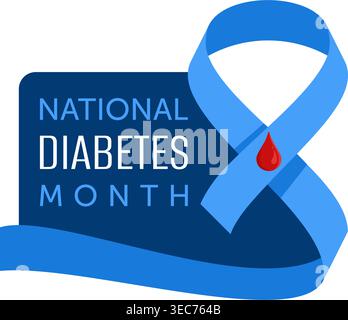 Diabetes Awareness Month, November. Vektorbanner mit Band und Bluttropfen für Glukosetests Stock Vektor