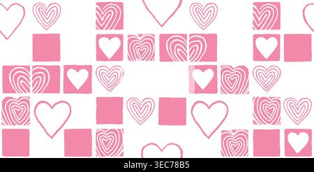 Handgezeichnete Sketch-Kritzelherzen - monochromes nahtloses Muster. Romantische strukturierte Dekoration für Valentinstag oder Hochzeit Stock Vektor