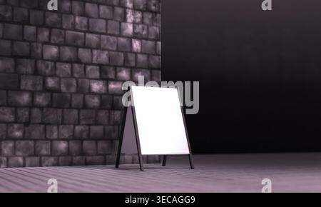 Schilderrahmen Leinwand weiß isolieren Modell leer leer leer Display Marketing Werbung Präsentieren Menü Vorlage Banner Plakatwand Strassenschild Informieren Stockfoto