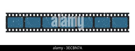 Symbol für alte Grunge-Filmstreifen. Kino oder Filmrolle mit Rahmen. Video- oder Filmstreifen-Overlay, Kino- oder Fotokamera langer Filmstreifen Stock Vektor