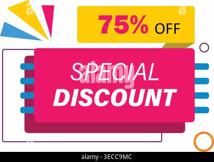 Banner Für Sonderrabatte. 75 % Rabatt Auf Verkauf, Werbeangebot, Modernes Marketing-Vektor-Design Stock Vektor