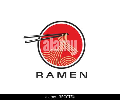 Asiatische Ramen-Nudelschüssel, orientalisches Restaurant Stock Vektor