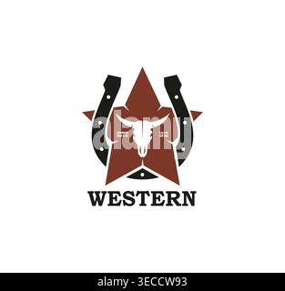 Rodeo-Symbol oder -Abzeichen im Westen und Wilden Westen Stock Vektor