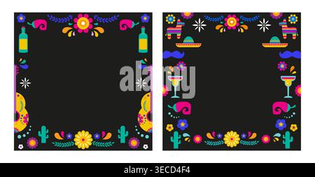 Cinco de Mayo quadratisches Poster, Banner und Grußkarten im auffälligen, modernen Stil Stock Vektor