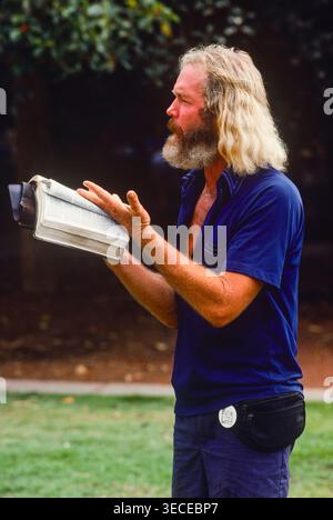 Ein evangelikaler Prediger mit seiner Bibel Kahului, Maui Island, Hawaii, USA Stockfoto