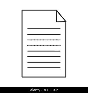 Minimalistisches Dokumentpapiersymbol mit Textzeilen-Vektor diese Grafik eignet sich perfekt für moderne Business-App-weboberflächen EPS 10. Stock Vektor