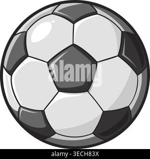 Klassische schwarz-weiße Fußball-Vektor-Illustration lokalisiert auf weißem Hintergrund für Sportdesign. Stock Vektor