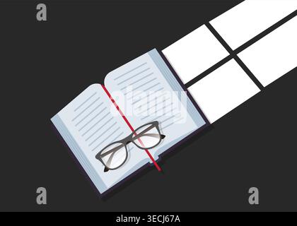 Bücher sind Fenster zur Welt. Lesen und Erziehung können Menschen dabei helfen, großartige Dinge zu erreichen. Abbildung: Stock Vektor