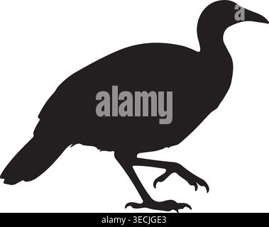 Wilde Truthahn Vogel Silhouette Vektor-Illustration Isoliert Auf Weißem Hintergrund Stock Vektor