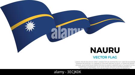Flagge von Nauru. Die eleganten Kurven und die realistische Schattierung erzeugen ein Gefühl der Bewegung. Stock Vektor