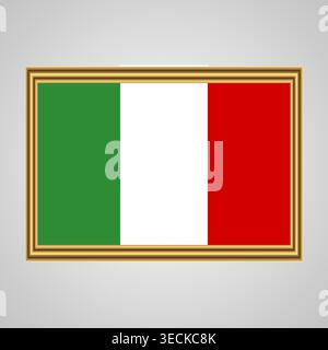 Italien. Flag. Die Flagge Italiens in einem goldenen Rahmen. Konstruktionselement Stock Vektor