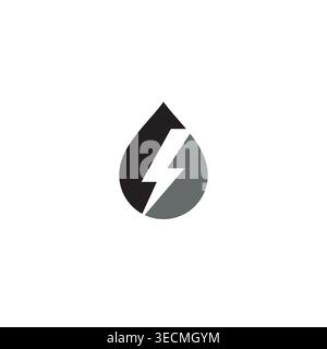 Wassertropfen und Elektrizität oder Lightning-Logo oder -Symbol Stock Vektor