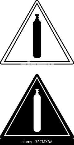 Kennzeichnet Komprimiertes Gas. Schwarzweiß-Vektorsymbole. Gefahrenwarnschild Stock Vektor