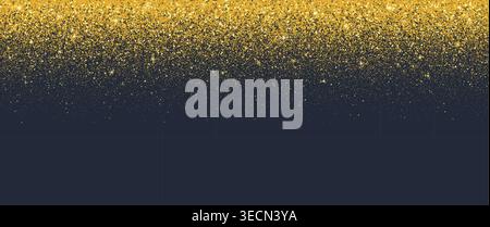 Goldener Glitzer-Konfetti-Partikel und Staubspray-Effekt, fallende Sterne. Glitzernder Schauer aus goldenen Glitzern und schimmerndem Konfetti, das durch die Luft kaskadiert. Eleganter Vektoreffekt Stock Vektor