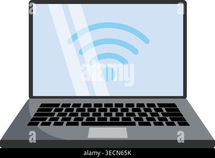 Modernes Notebook mit leerem Bildschirm. Vektorillustration eines geöffneten Cartoon-Laptops mit Tastatur. PC für Studium und Arbeit Stock Vektor
