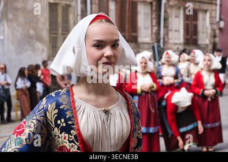 370°-Ausgabe der Sant'Efisio religiöse/volkstümliche Prozession in Cagliari Stockfoto