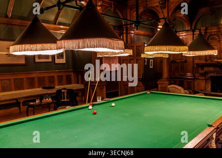 Billardtisch, Cragside, Northumberland, England, Großbritannien Stockfoto