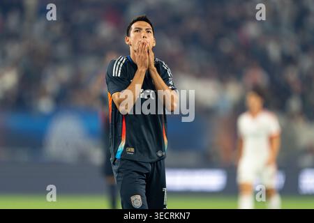 San Diego, USA. September 2025. Hirving Lozano (11) von SDFC reagiert während eines Spiels gegen San Jose Earthquakes. Stockfoto