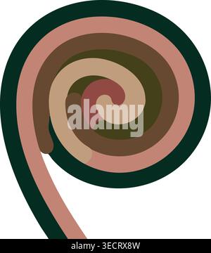 Einfache Illustration einer spiralförmigen Schlange mit mehrschichtigen Streifen in Erdfarben Stock Vektor