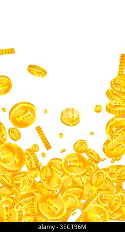 Schweizer Franken-Münzen fallen. Gold verstreute CHF-Münzen. Geld aus der Schweiz. Großartiges Erfolgskonzept für Unternehmen. Vektorgrafik. Stock Vektor