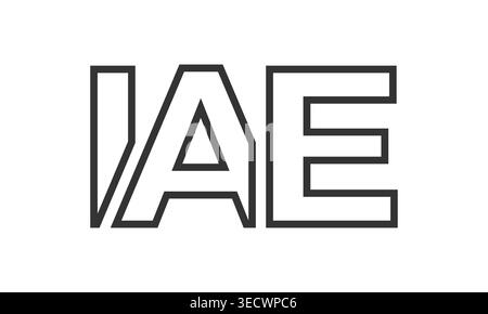IAE-Logo-Designvorlage mit starkem und modernem, fettgedrucktem Text. Anfänglich basierter Vektorlogotyp mit einfacher und minimaler Typografie. Trendige Firmen-ID Stock Vektor