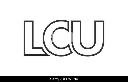 LCU-Logo-Designvorlage mit starkem und modernem, fettgedrucktem Text. Anfänglich basierter Vektorlogotyp mit einfacher und minimaler Typografie. Trendige Firmen-ID Stock Vektor