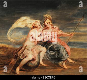 Peter Paul Rubens – Allegory of Fortune and Tugend, 17. Jahrhundert – Öl auf Leinwand – Flämische barocke moralische Allegorie kontrastierende Figuren göttliche Vorsehung menschliche Leistung – klassischer Symbolismus dynamische Spannung | ArchiVerse: Renaissance & Manierismus Stockfoto