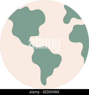 Einfache Illustration eines runden Erdsymbols mit grünen Landmassen auf hellem Hintergrund Stock Vektor