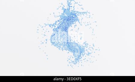 Blaues Wasserspritzen auf weißem BG 3D-Rendering Stockfoto