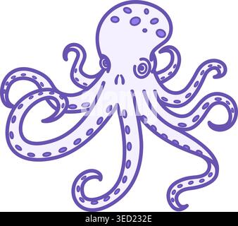 Farbiges Oktopussymbol. Vektorabbildung. Weichtiere, Oktopus. Lustiger Oktopus Mit Tentakeln Und Saugern. Wassertierkonzept Stock Vektor
