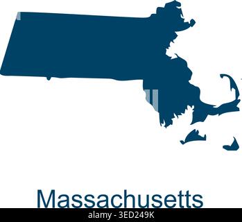 Massachusetts Kartenvektor-Designvorlagen isoliert auf weißem Hintergrund Stock Vektor