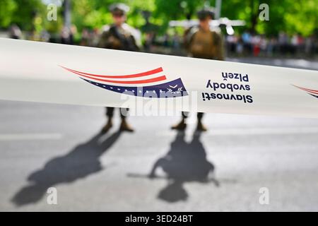 Pilsen, Tschechische Republik. Mai 2026. Befreiungsfest Pilsen, 81. Jahrestag der Befreiung Pilsens durch die amerikanische Armee, fortgesetzt durch den Konvoi der Freiheit in Pilsen, Tschechische Republik, am 3. Mai 2026. Quelle: Miroslav Chaloupka/CTK Photo/Alamy Live News Stockfoto