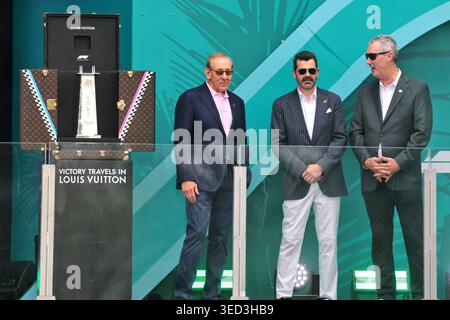Miami, USA. Mai 2026. Würdenträger auf dem Podium. 03.05.2026. Formel-1-Weltmeisterschaft, Rd 4, Miami Grand Prix, Miami, Florida, USA, Wettkampftag. Quelle: James Moy/Alamy Live News Stockfoto