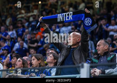 Mailand, Italien. Mai 2026. Fans des FC Internazionale, die während des Fußballspiels der Serie A 2025/26 zwischen dem FC Internazionale und Parma Calcio 1913 im San Siro Stadion in Mailand, Italien gesehen wurden Stockfoto