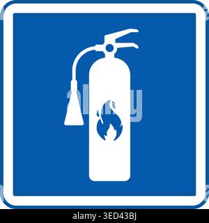 Blaues Feuerlöschschild. Vektorsymbol. Vorrichtung zum Löschen von Bränden. Schild Für Krankenhausabteilungen Stock Vektor