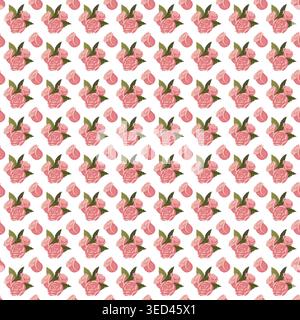 Zusammensetzung rosa Rosen. Nahtloses Muster. Vektorabbildung. Stock Vektor
