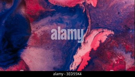 Marmor Farbe Acrylmischung Wasser Öl Blasen Glitzer Stockfoto