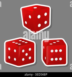 Illustration zum Thema der Set-Sammlung Zubehör für Spielwürfel im Casino, Muster bestehend aus Elementen Spielwürfel zum Casino, abstrakte Komposition von Stock Vektor