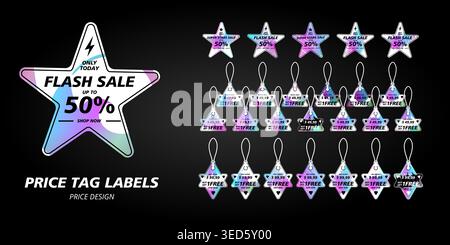 Bestpreis-Aufkleber. Preisetiketten in verschiedenen Formen. Stickerformen für Design-Modelle. Preisaufkleber für Vorschauetiketten, Etiketten, Preisaufkleber Stock Vektor