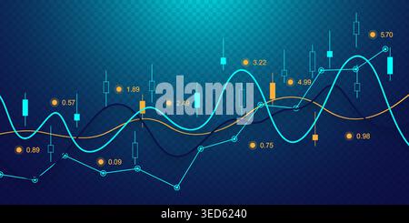 Börsen- oder Forex-Handelsdiagramm-Konzept für Finanzinvestitionen oder wirtschaftliche Trends Geschäftsideen. Visualisierung von Big Data. Weltweit Stock Vektor