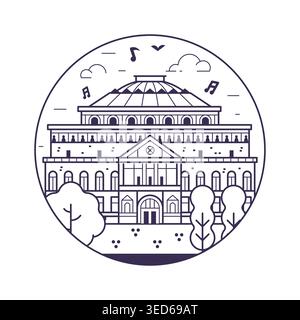 Royal Albert Hall London Landmark Line Symbol Stock Vektor
