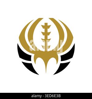 Abstraktes Logo mit symmetrischem Tribal-Emblem in Gold und Schwarz Stock Vektor