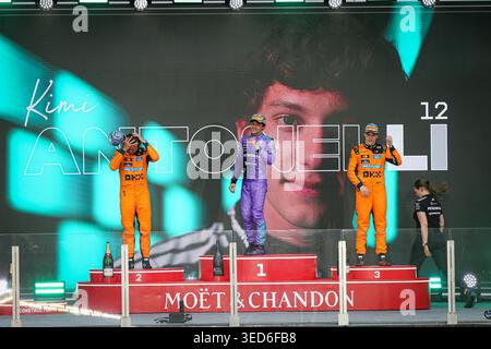 Podestfeier beim Formel 1 Crypto.com Miami Grand Prix 2026 im Miami International Autodrome in Miami Gardens, USA. Runde 6 von Stockfoto