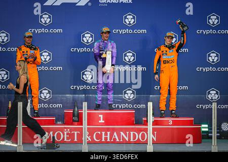 Podestfeier beim Formel 1 Crypto.com Miami Grand Prix 2026 im Miami International Autodrome in Miami Gardens, USA. Runde 6 von Stockfoto
