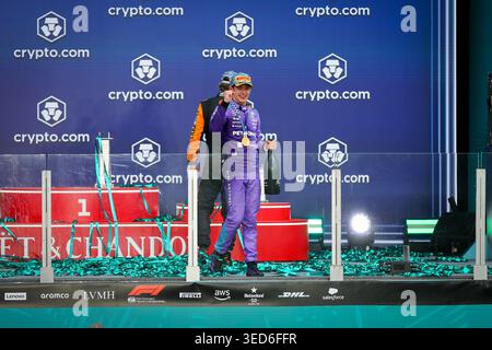 Podestfeier beim Formel 1 Crypto.com Miami Grand Prix 2026 im Miami International Autodrome in Miami Gardens, USA. Runde 6 von Stockfoto