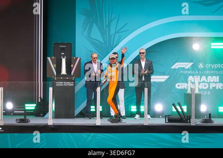 Podestfeier beim Formel 1 Crypto.com Miami Grand Prix 2026 im Miami International Autodrome in Miami Gardens, USA. Runde 6 von Stockfoto